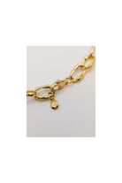 Gold Sandy Textured Chunky Chain Pearl Pendant Necklace
