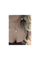 Gold Sandy Textured Chunky Chain Pearl Pendant Necklace