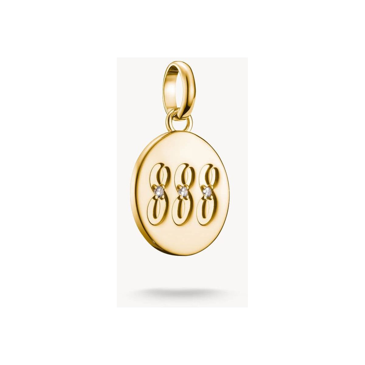 Pendentif charm angélique 888 en or plaqué avec pierres blanches, symbole de prospérité et d'abondance.