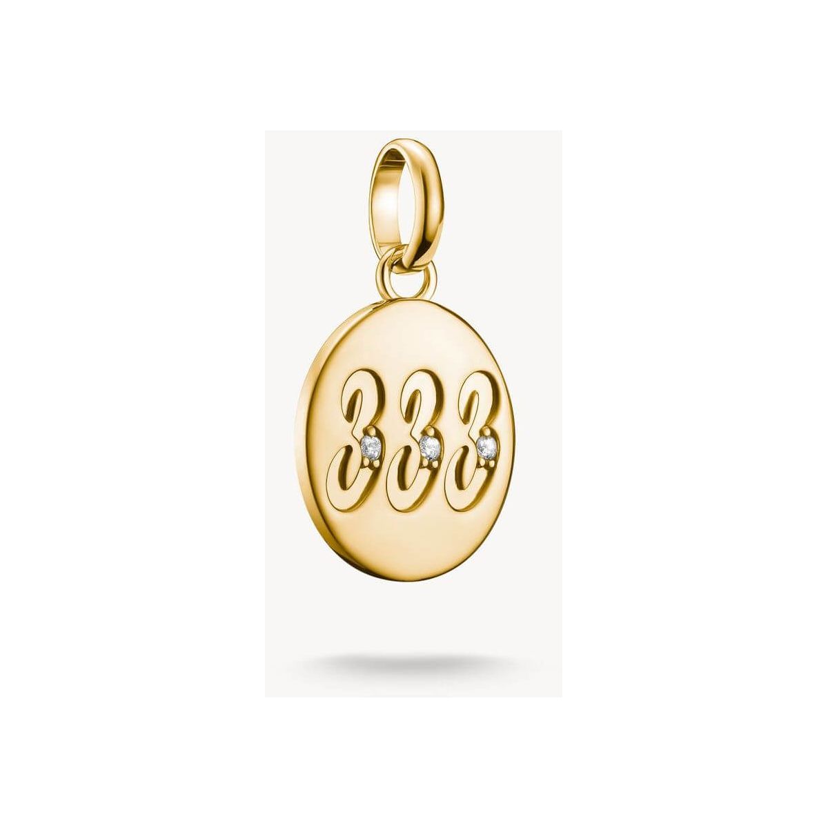 Pendentif charm rond en or 18 carats, gravé 333 avec pierres zirconium, symbole de guidance et de lumière.