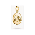 Pendentif charm rond en or 18 carats, gravé 333 avec pierres zirconium, symbole de guidance et de lumière.