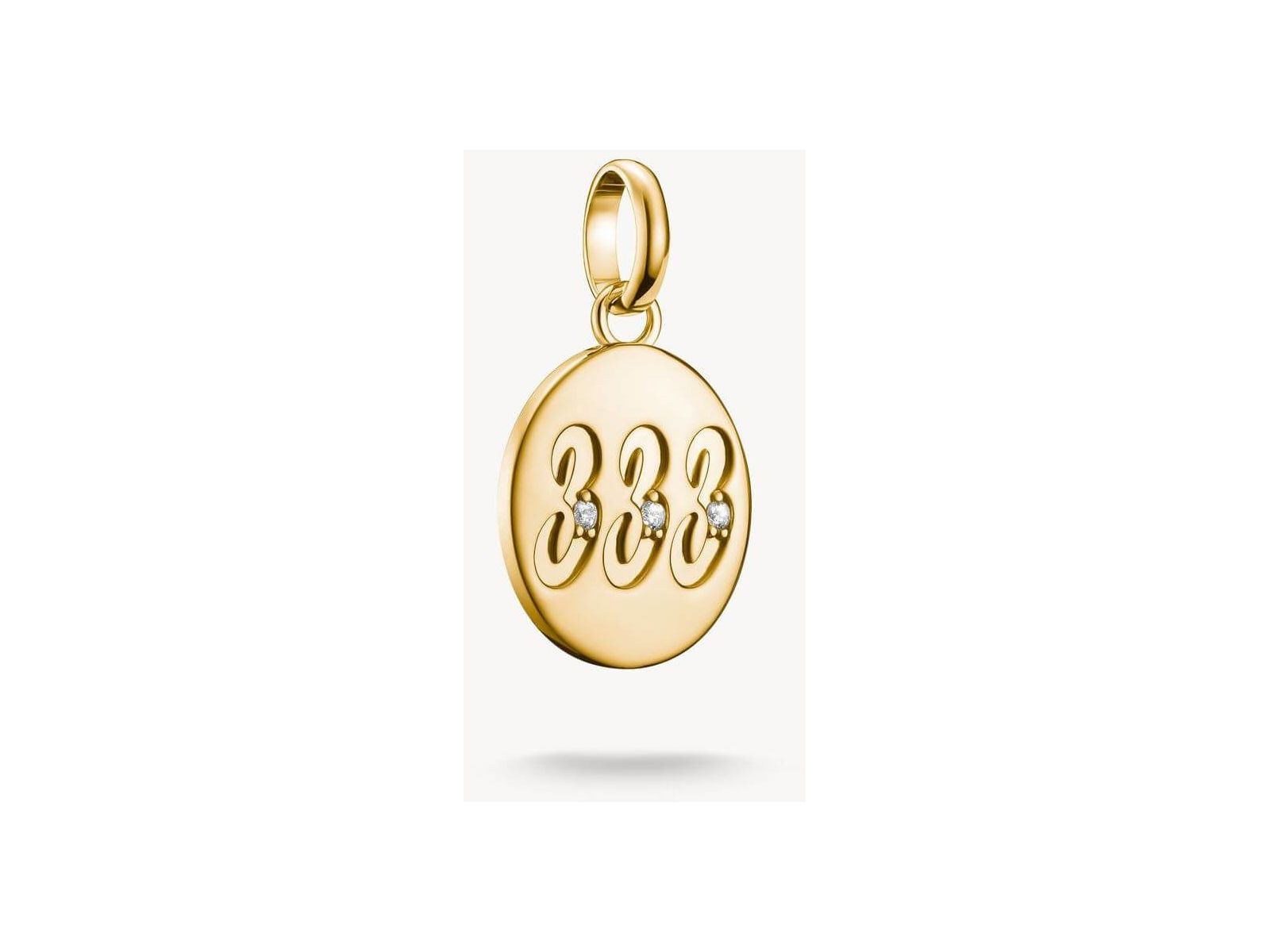 Pendentif charm rond en or 18 carats, gravé 333 avec pierres zirconium, symbole de guidance et de lumière.