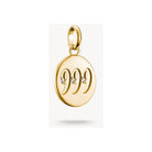 Pendentif charm numérologique 999 en or plaqué, orné de trois pierres blanches en zirconium.