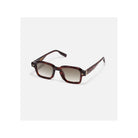 Lunettes de soleil P07 C120 en écaille brun foncé, monture unisexe rectangulaire avec charnières signature.