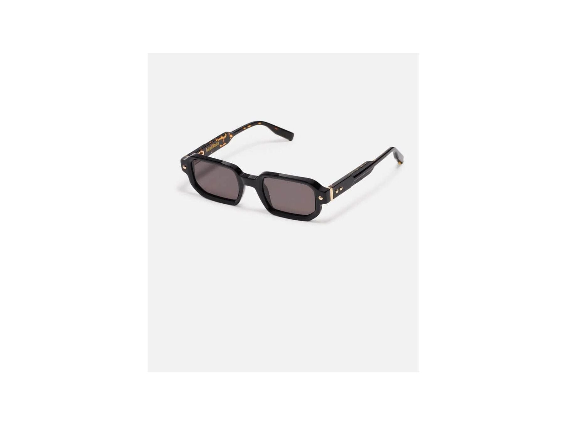 Lunettes de soleil unisexes Shiny black Yellowstone gold, monture en acétate, style rectangulaire.