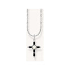 Chaîne en argent avec pendentif croix vintage en zirconium et perle de culture, ajustable et élégante.