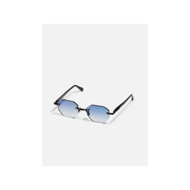 Lunettes de soleil Timothy C303 avec finition noir brillant et verre dégradé bleu, élégance et protection UV.