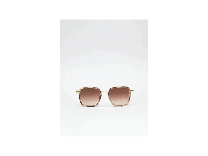 Lunettes de soleil Whitney C140, monture rose tortoise et détails en or rose 22 carats, élégance et protection des yeux.