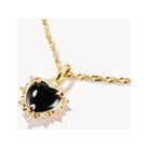 Pendentif charm cœur vintage noir en argent 925 plaqué or, orné de zirconium et pierres blanches, élégant et polyvalent.