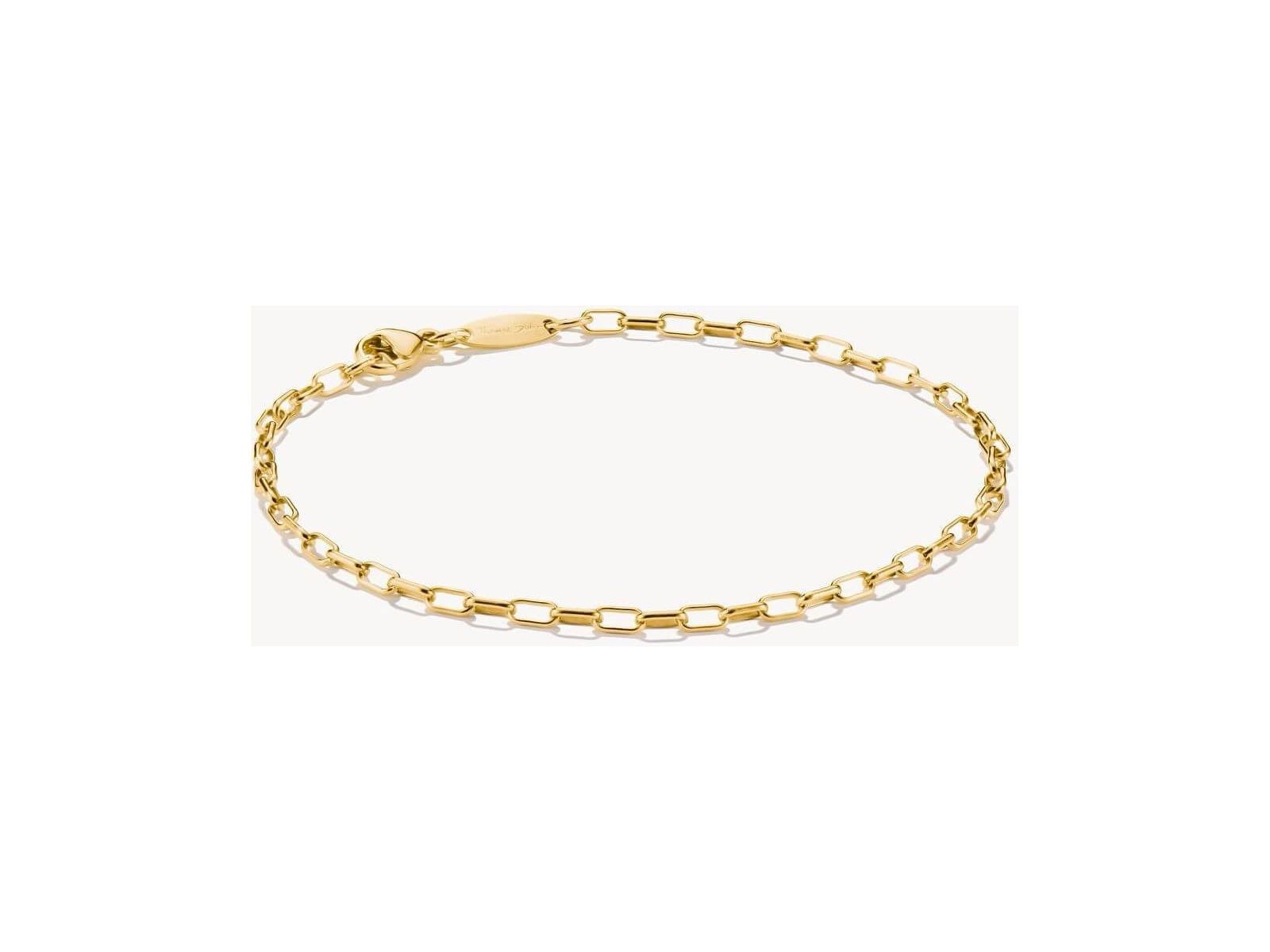 Bracelet charm Paperclip en plaqué or 18 carats avec maillons ovales allongés, élégant et personnalisable.