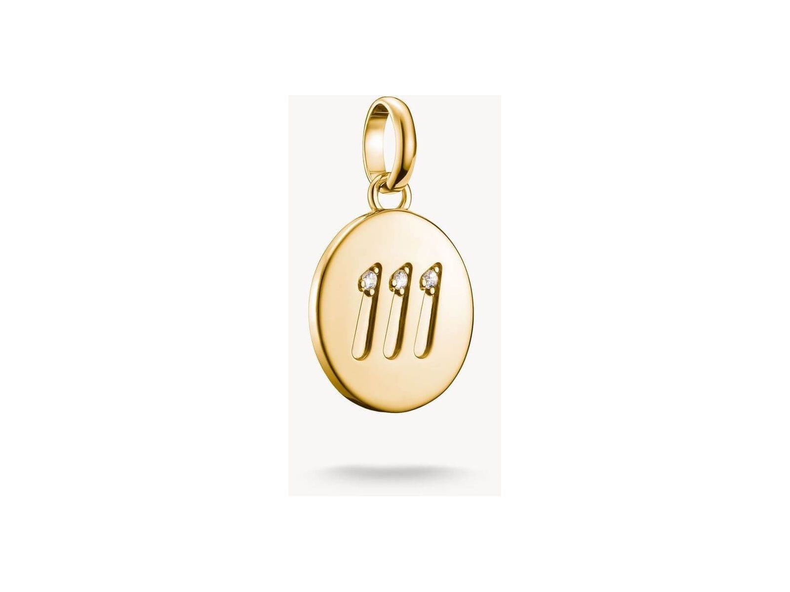 Pendentif charm numéro angélique 111 en or plaqué, avec pierres blanches en zirconium pour un style élégant.