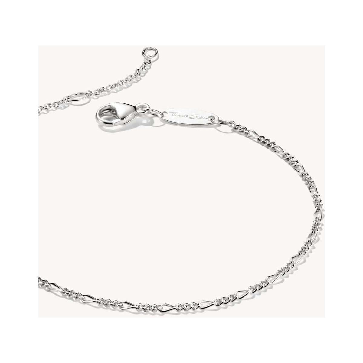 Bracelet charm Figaro en argent 925 recyclé avec maillons ovales et ronds, chaînette d’extension.