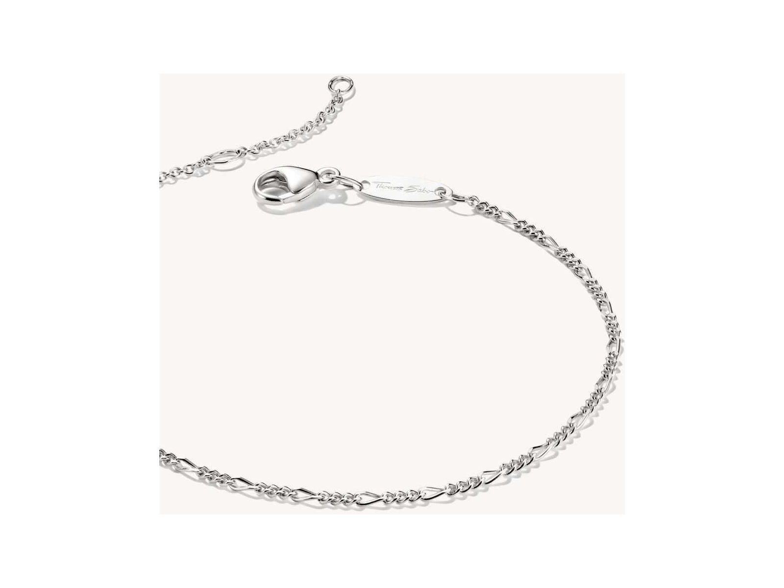 Bracelet charm Figaro en argent 925 recyclé avec maillons ovales et ronds, chaînette d’extension.