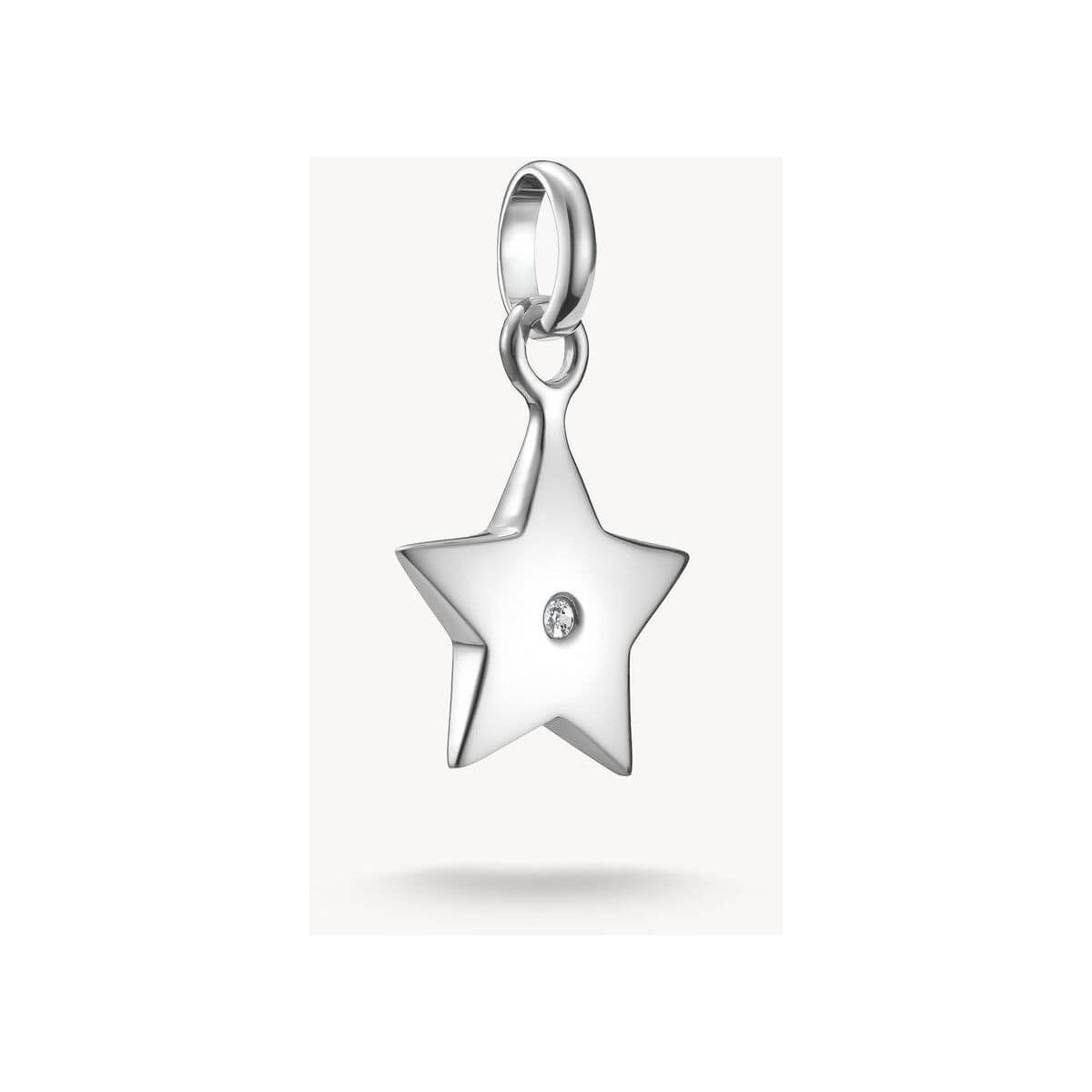 Pendentif charm en forme d'étoile en argent recyclé avec zircon blanc, symbole de lumière et espoir.