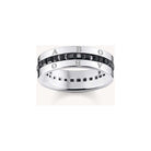 Bague ruban en argent 925 avec zircones noires, gravure élégante, design raffiné et confort optimal.