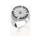 Bague Elements of Nature en argent sterling 925 avec symboles des 12 signes du zodiaque et gravures des quatre éléments.