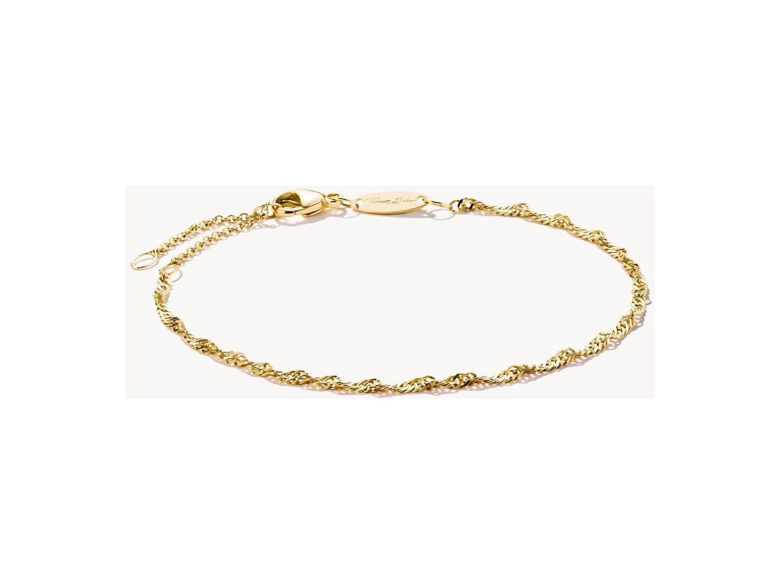Bracelet charm Singapour en plaqué or 18 carats, design filigrane spirale, ajustable pour un style personnalisé.