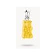Pendentif charm Ours d'Or en cristal satiné, couleur jaune, en argent recyclé, élégant et personnalisable.