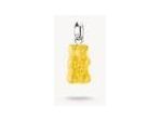 Pendentif charm Ours d'Or en cristal satiné, couleur jaune, en argent recyclé, élégant et personnalisable.