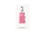 Pendentif charm ours en cristal rose, argent recyclé, inspiré des Goldbears HARIBO, bijou élégant et personnalisable.