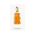 Pendentif charm Ours d'Or en cristal satiné, couleur orange, suspensions dorées pour bracelets ou chaînes.