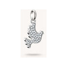 Pendentif charm colombe de la paix en argent 925 serti de zirconiums, symbole d'espoir et d'élégance.
