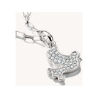 Pendentif charm colombe de la paix en argent 925 recyclé, orné de zirconiums blancs, symbole d'espoir.