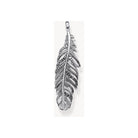 Pendentif plume en argent sterling noirci avec oxydes de zirconium noirs, élégant et polyvalent.