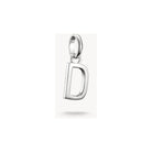 Charm pendentif en argent 925 recyclé en forme de lettre D, idéal pour personnaliser bijoux.