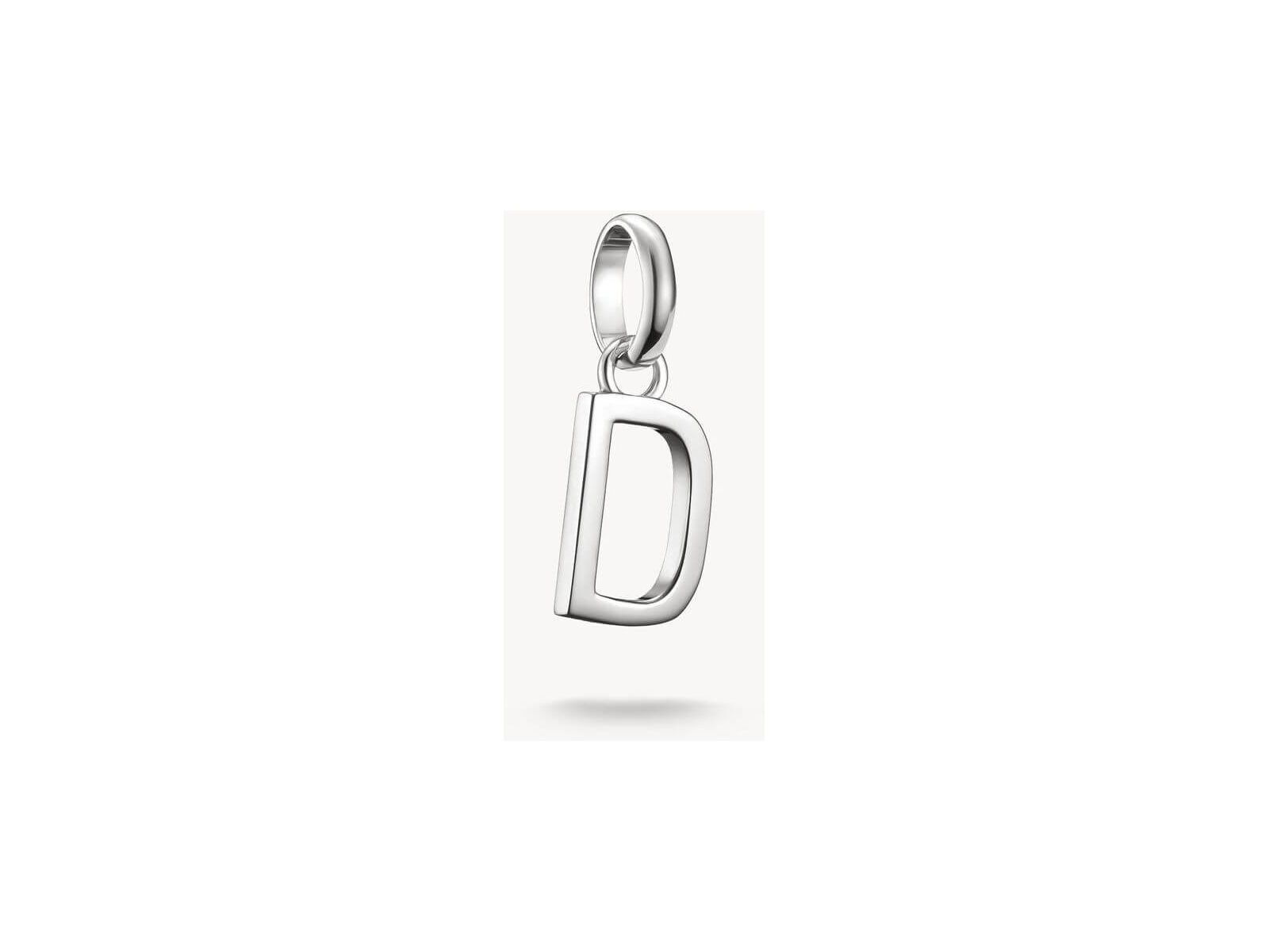 Charm pendentif en argent 925 recyclé en forme de lettre D, idéal pour personnaliser bijoux.