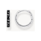Créoles en argent sterling avec zircones noires taille princesse, design moderne et élégant.
