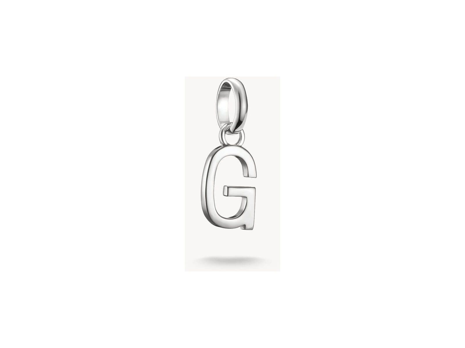 Pendentif charm lettre G en argent 925, accessoire personnalisé pour bijoux, design moderne et élégant.