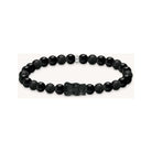 Bracelet en perles d'obsidienne noire avec ours en cristal noir, élégant et moderne.