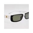 Lunettes de soleil Flick en blanc avec verres verts, élégance et protection UV à 100%, design unisexe.
