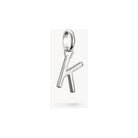 Pendentif charm en argent 925 en forme de lettre K, pour personnaliser vos bijoux avec élégance.