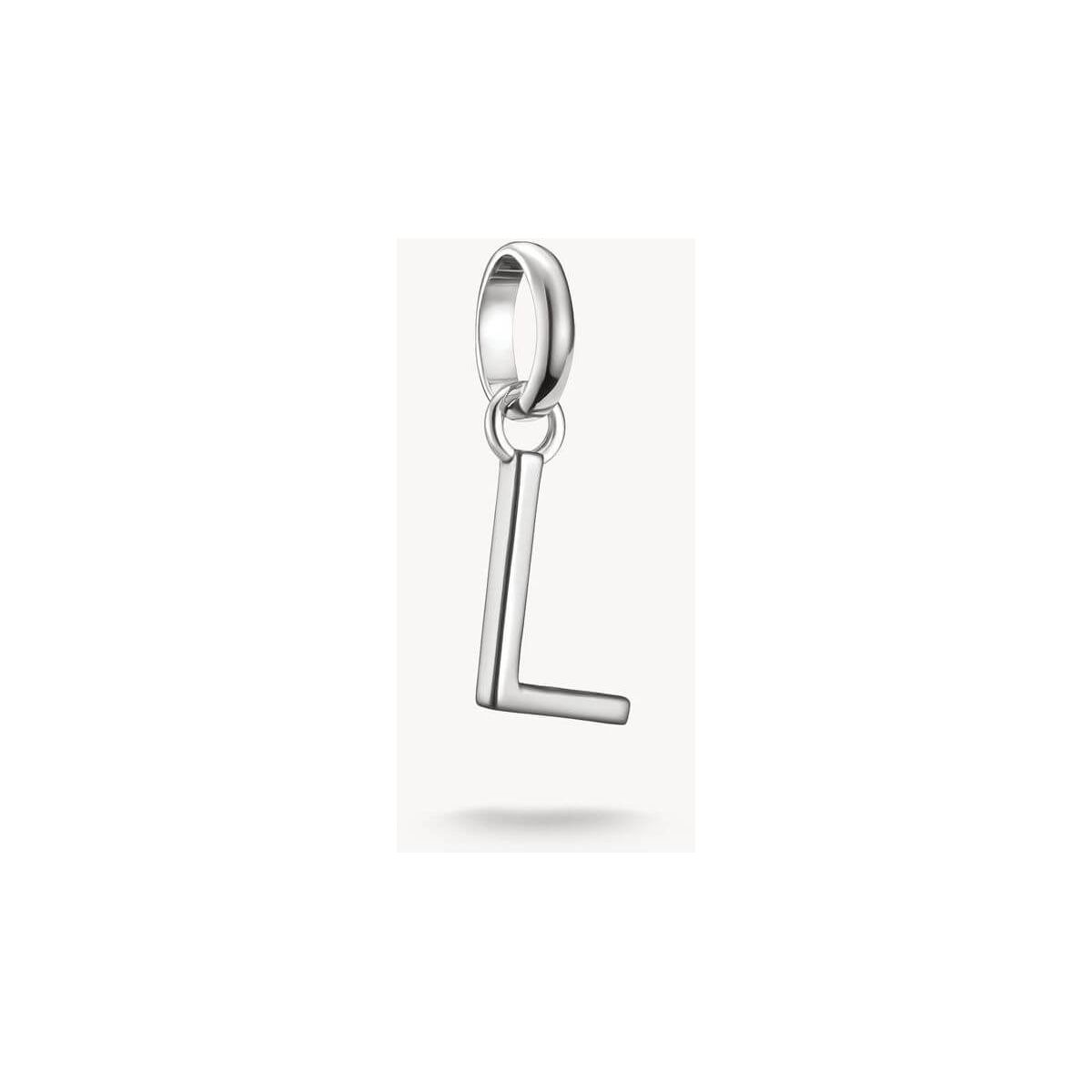 Pendentif charm en argent 925 en forme de lettre L, design rectiligne, idéal pour personnaliser vos bijoux.