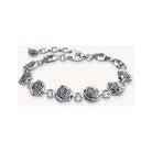 Bracelet Midnight Rose en argent recyclé avec roses tridimensionnelles et œillets flexibles, design élégant.