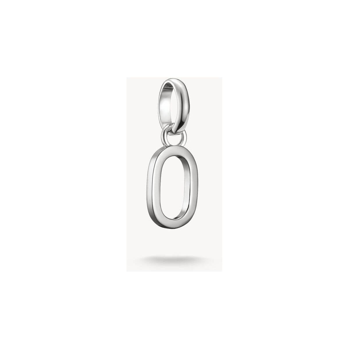 Pendentif charm argent en forme de lettre 'O', design rectiligne, pour personnaliser bijoux.