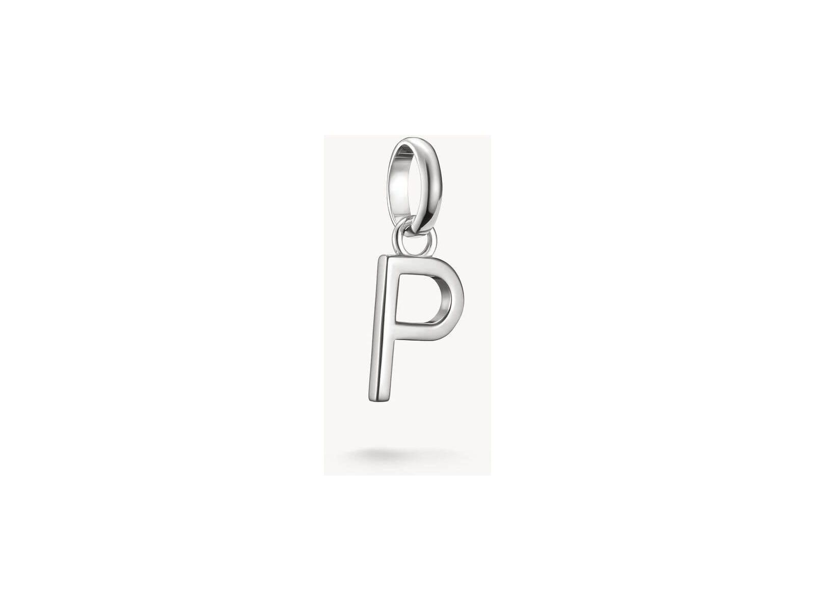 Pendentif charm en argent 925 en forme de lettre P, idéal pour personnaliser des bijoux.