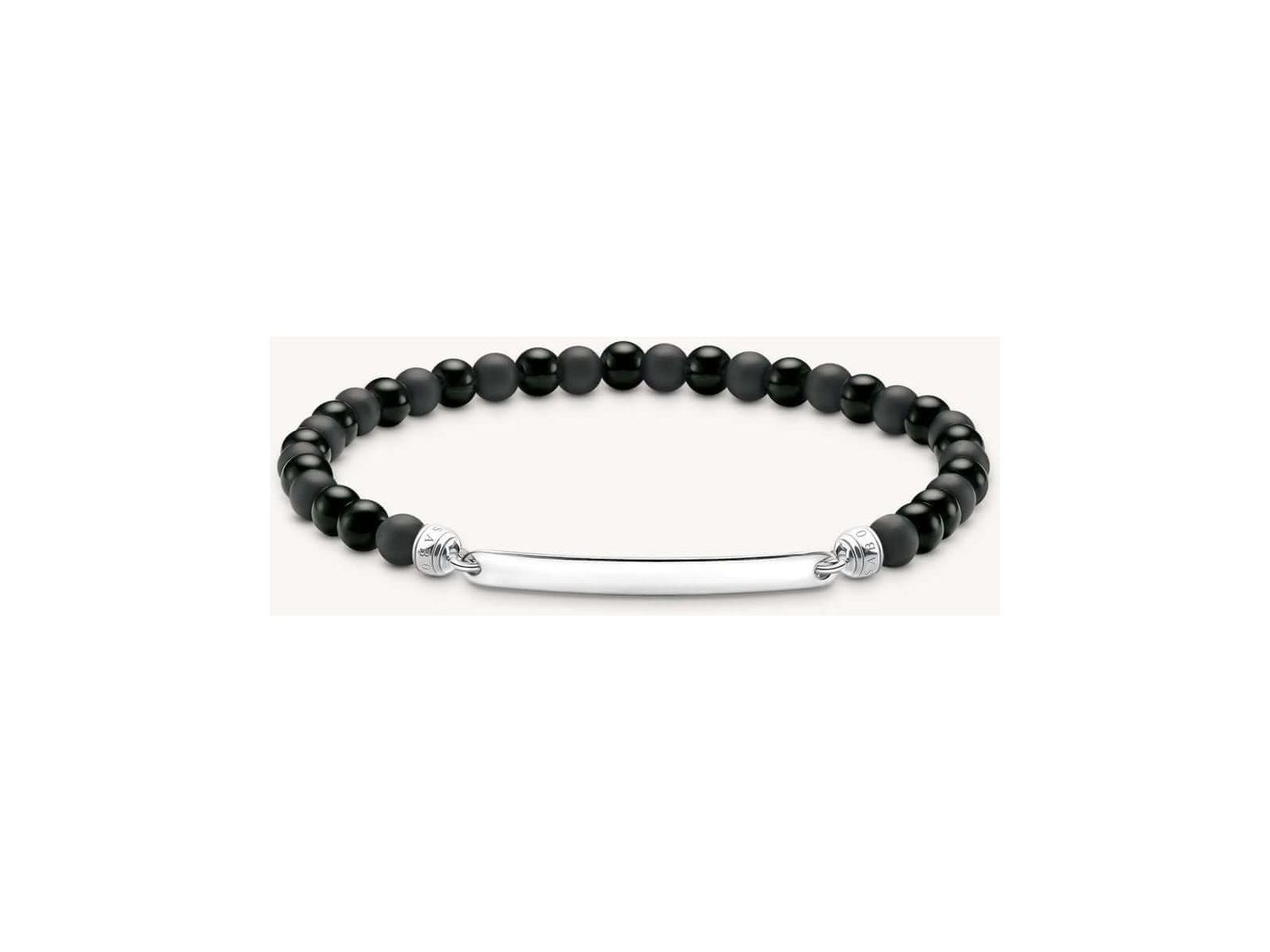 Bracelet extensible en obsidienne noire avec barrette en argent recyclable, idéal pour personnalisation.