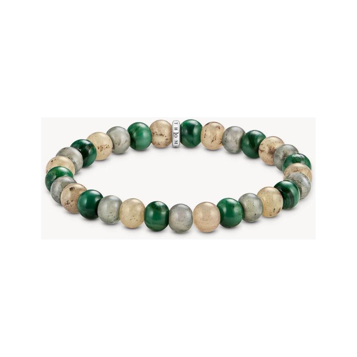 Bracelet en pierres ovales de 9 mm en labradorite, jade et jaspe, élégant bijou en perles stretch.