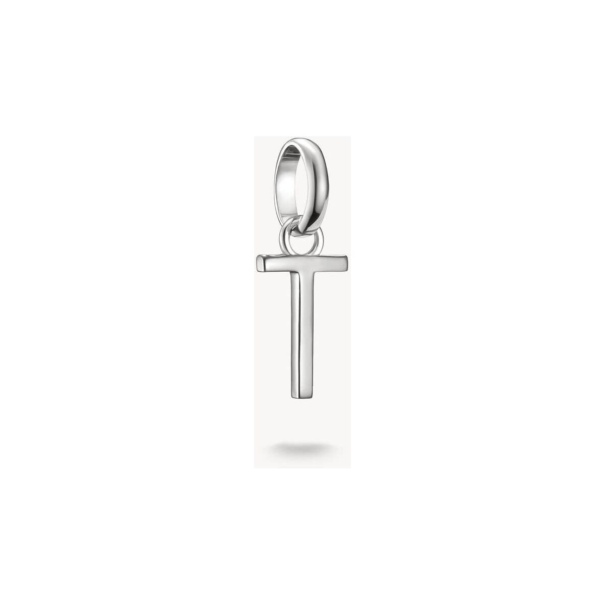 Pendentif charm lettre en argent 925 recyclé, design rectiligne, idéal pour personnaliser vos bijoux.