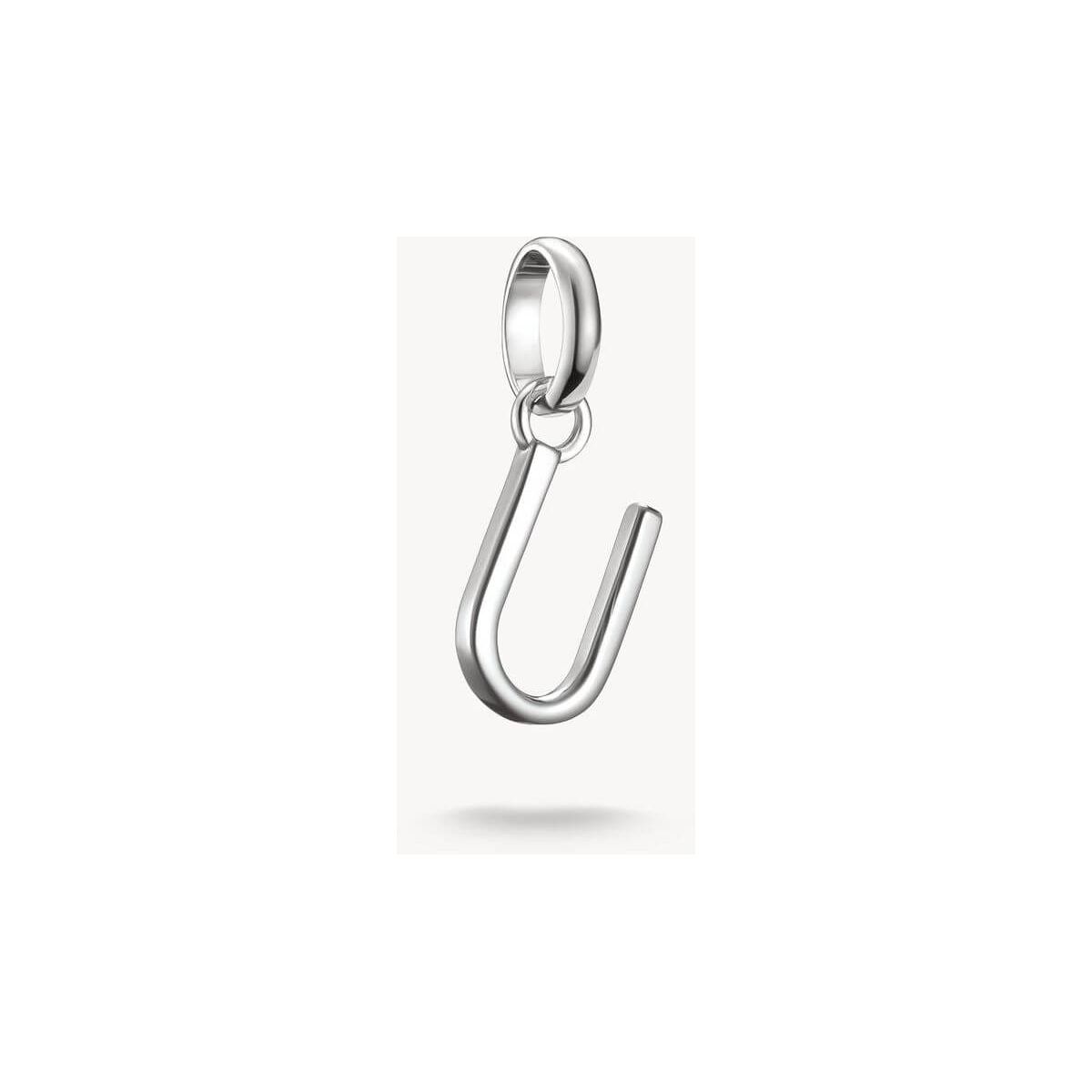 Pendentif charm en argent 925 recyclé en forme de lettre U, parfait pour personnaliser vos bijoux.