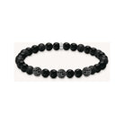 Bracelet en obsidienne mate et polie, ornée de zirconium noir, style rock-chic et élégant.