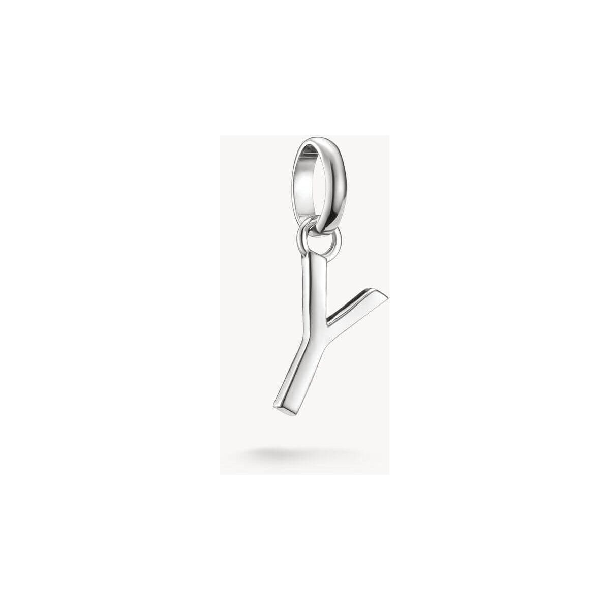 Pendentif charm lettre 'Y' en argent 925 recyclé, design rectiligne pour personnaliser bijoux.