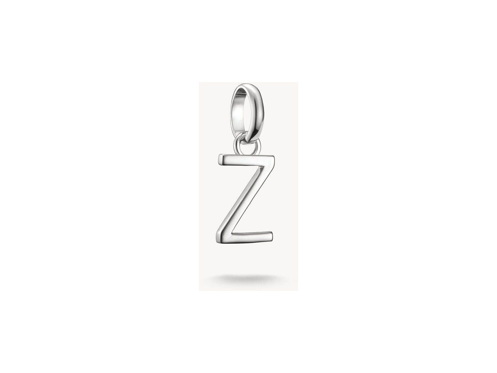 Pendentif charm lettre Z en argent 925 recyclé, design stylisé pour personnaliser vos bijoux.
