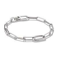 Bracelet en argent 925 avec design paperclip et Connect Link, moderne et élégant.