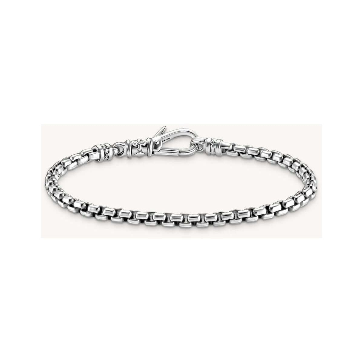 Bracelet Venezia en argent recyclé avec maillons carrés et fermoir mousqueton, design vénitien élégant.