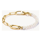 Bracelet charm en maillons paperclip et perles culture d'eau douce, plaqué or 18 carats avec Connect Link.