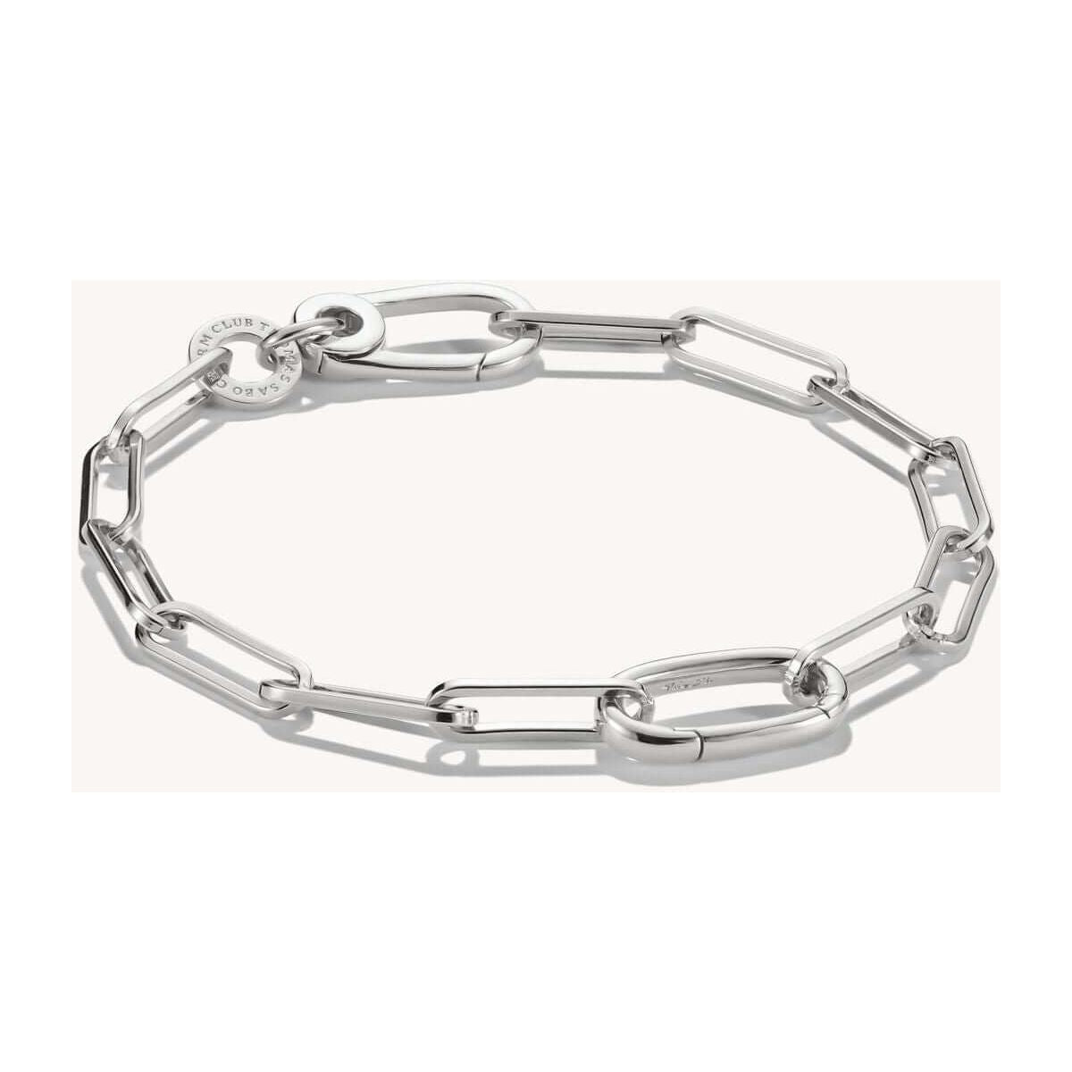 Bracelet charm en argent 925 avec design paperclip moderne et connect link pour personnaliser vos charms.